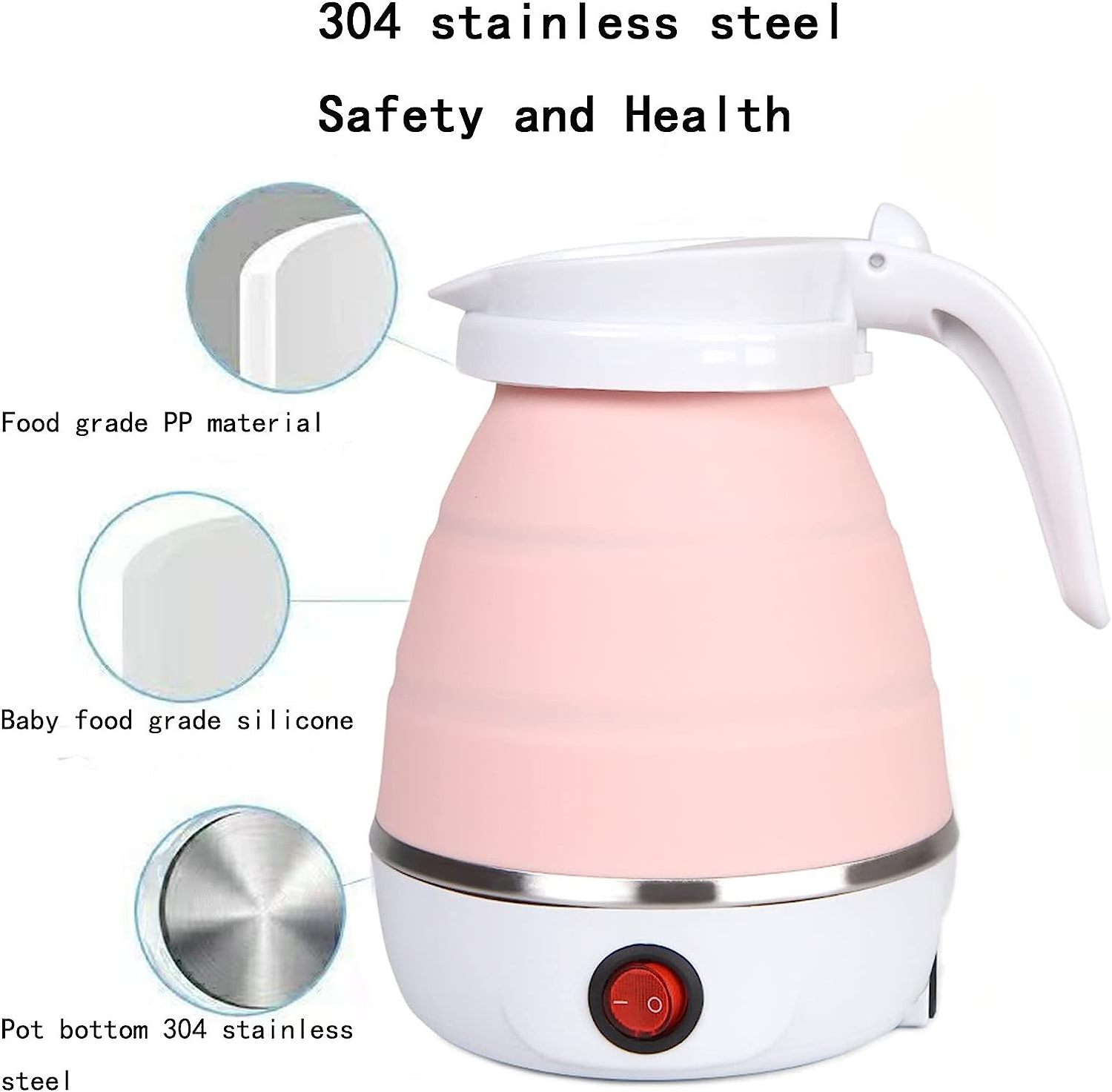 Hot Sale Silicone Collapsible Heating Water Boiler Tea Pot for Camping Electric Small Foldable Portable Travel Kettle