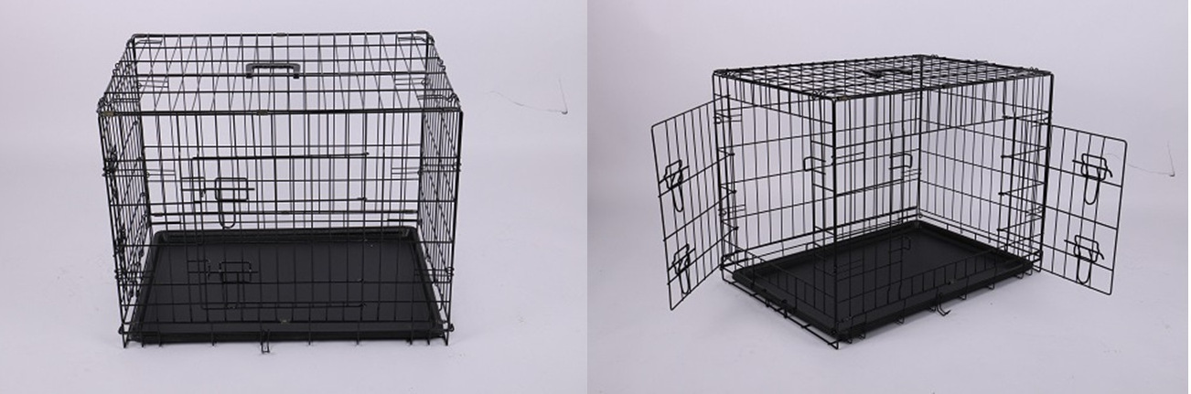 Hot Selling Best Medium Dogs Wire Metal Kennel Cages Extra-Strong Double Door Folding Metal Dog Crate