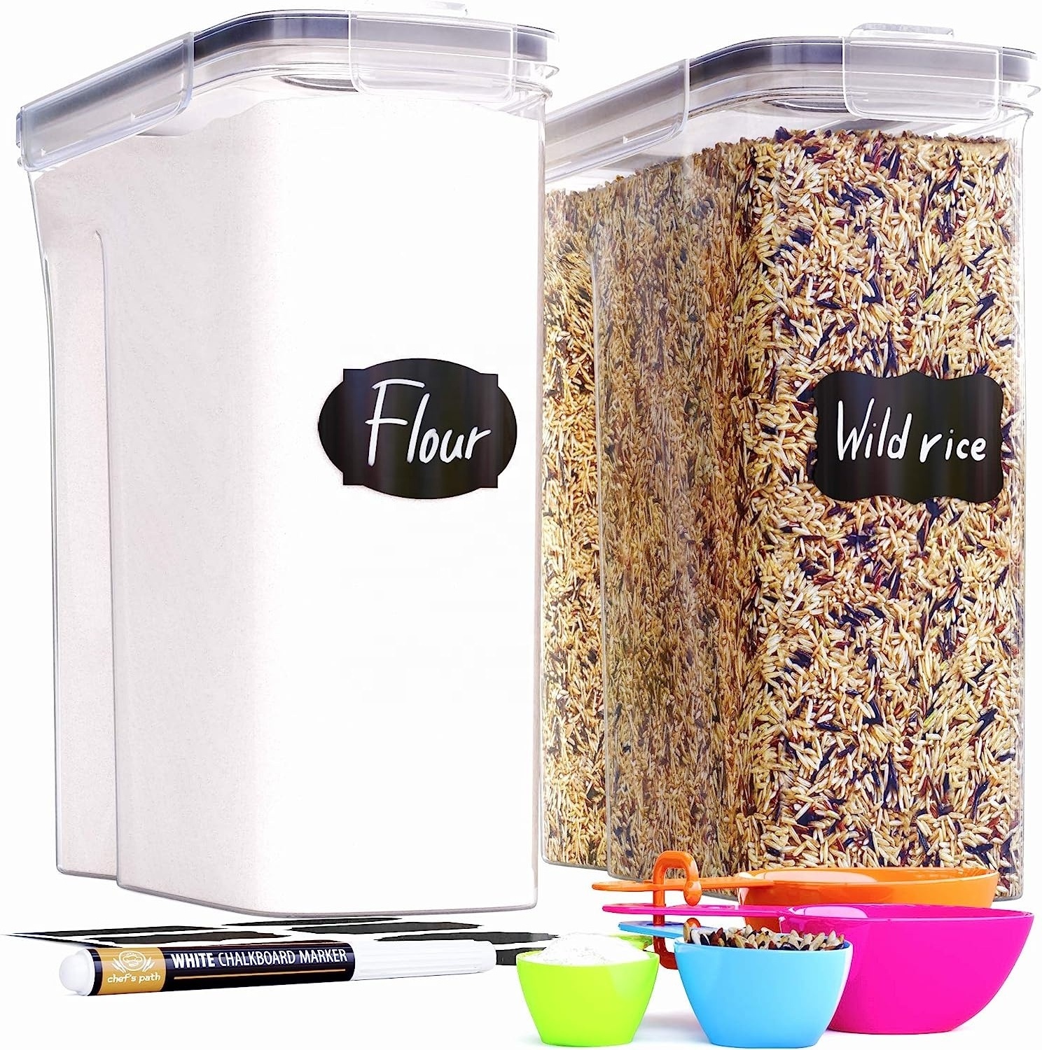 Extra Large Cereal Containers Storage for Rice Flour Sugar Cereal BPA Free Tall Airtight Food Storage Containers for Kitchen