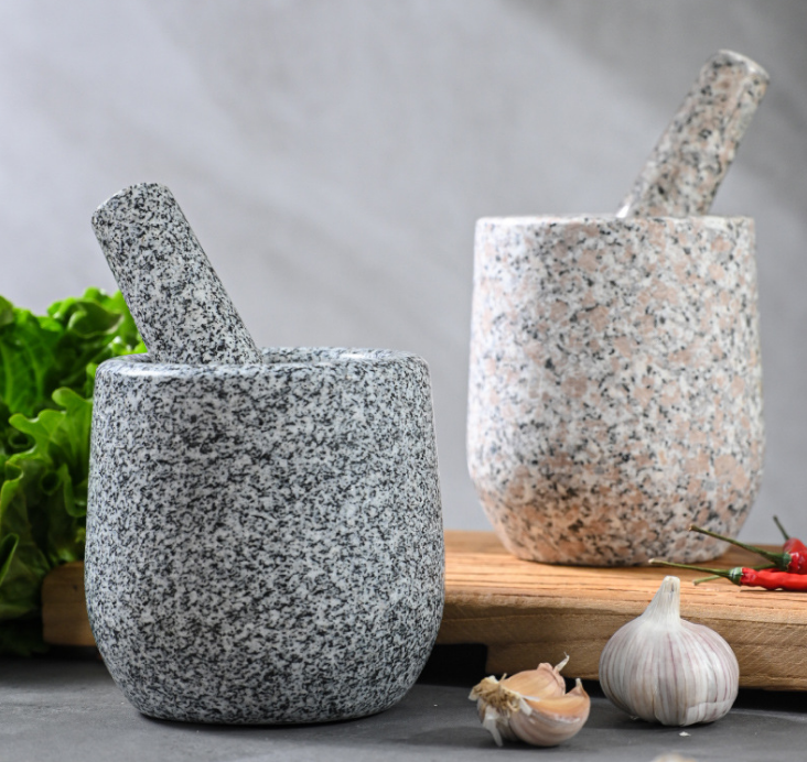 Heavy Duty Large Mortar and Pestle Set Hand Carved from Natural Granite Stone Grinder Bowl Herb Crusher Spice Grinder