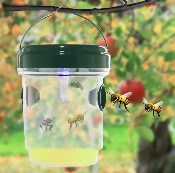 Wasp Trap Solar Powered Bee Trap Reusable Fly Traps Outdoor Hanging Wasp Killer with UV LED Light Flying Insects Bee Killer