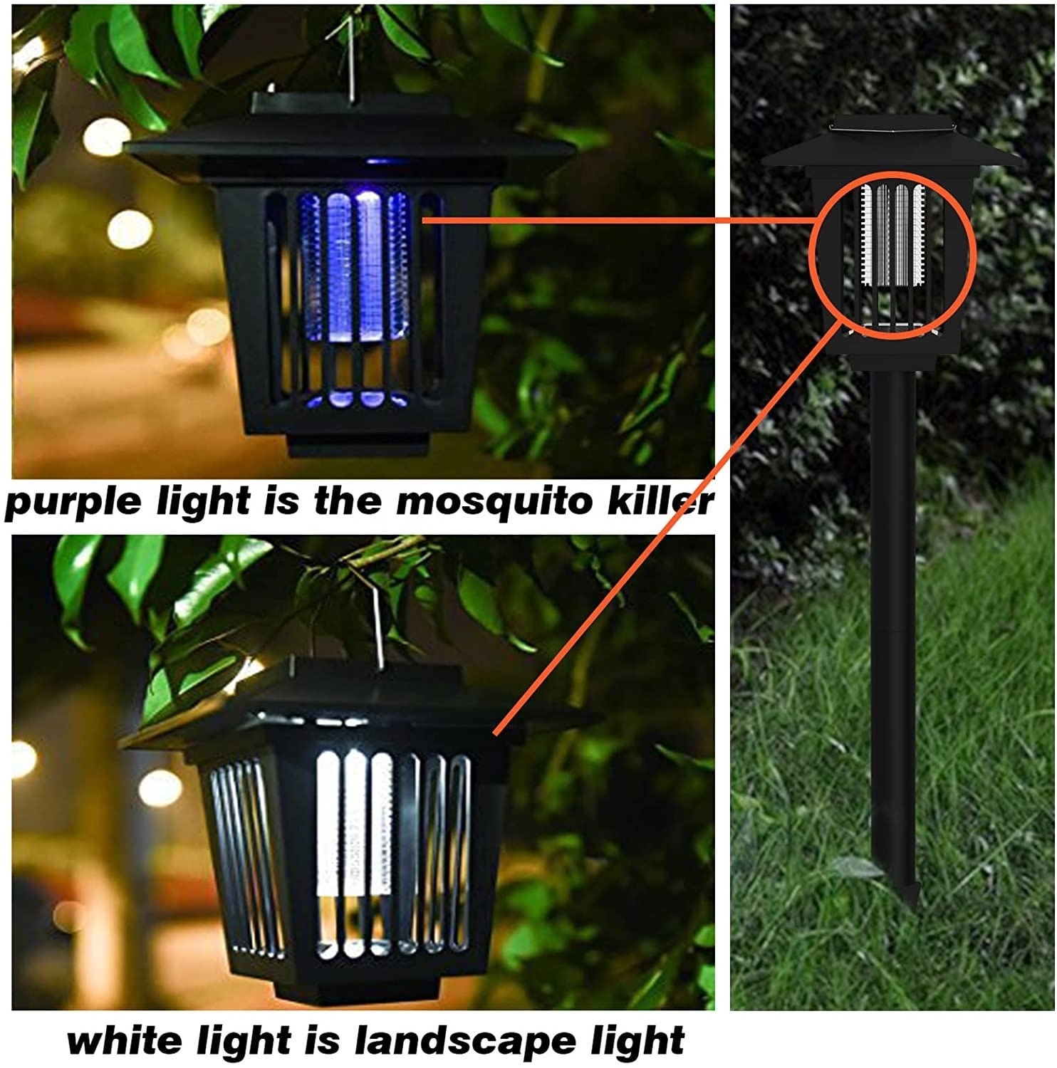 2 Pack Solar Bug Zapper Outdoor Solar Powered Zapper LED Mosquito Killer Light Lamp for Indoor and Outdoor Use