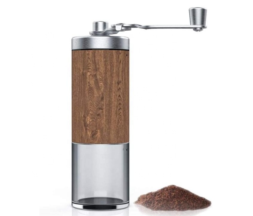 Hot Selling Adjustable Manual Coffee Grinder Hand Crank Ceramic Grind Burr Mill with Brushed Stainless Steel coffee mill grinder