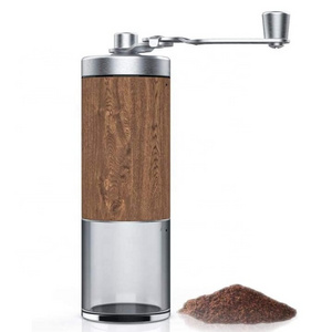 Hot Selling Adjustable Manual Coffee Grinder Hand Crank Ceramic Grind Burr Mill with Brushed Stainless Steel coffee mill grinder