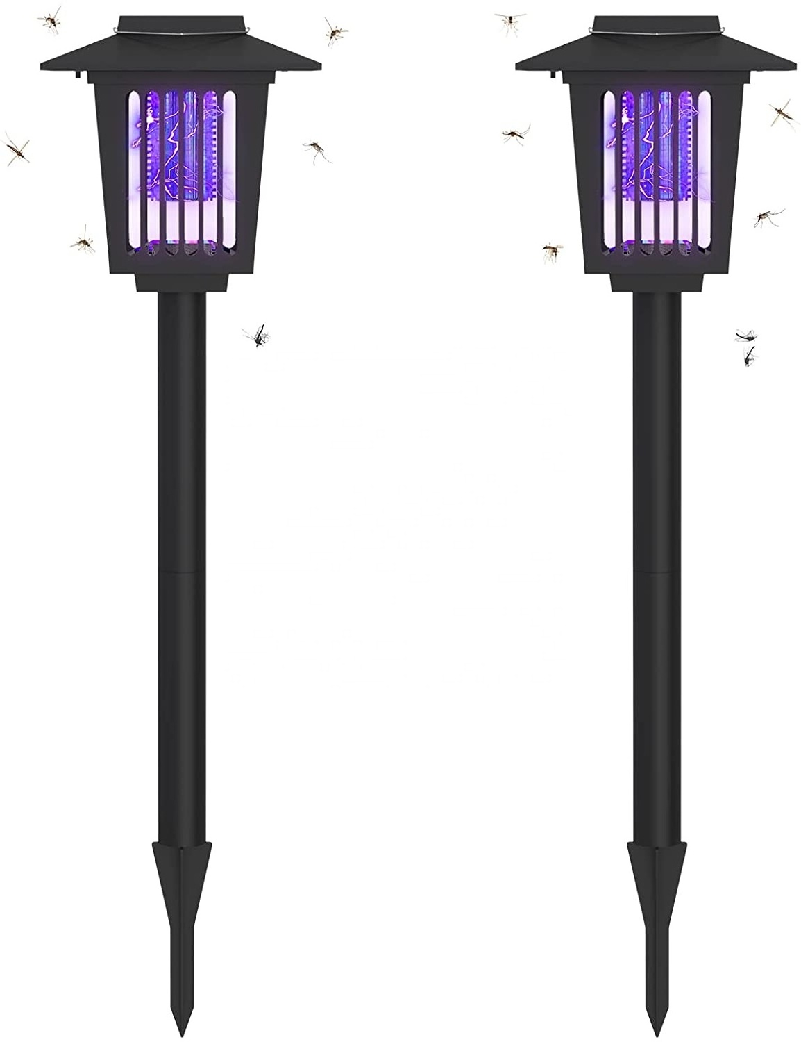 2 Pack Solar Bug Zapper Outdoor Solar Powered Zapper LED Mosquito Killer Light Lamp for Indoor and Outdoor Use