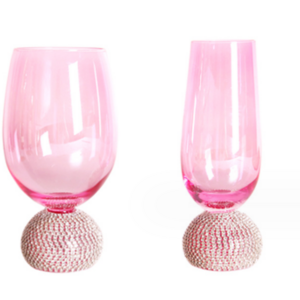 New Pink lovely Wine Martini Glasses Handmade Rhinestone Base Elegant Champagne Flutes Cocktail Margarita Glasses set