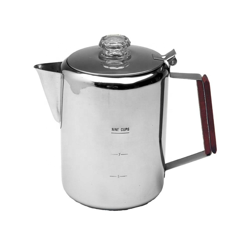 Hot Sale 9 Cup Stainless Steel Percolator Coffee Maker Travel camping thermal Coffee Pot