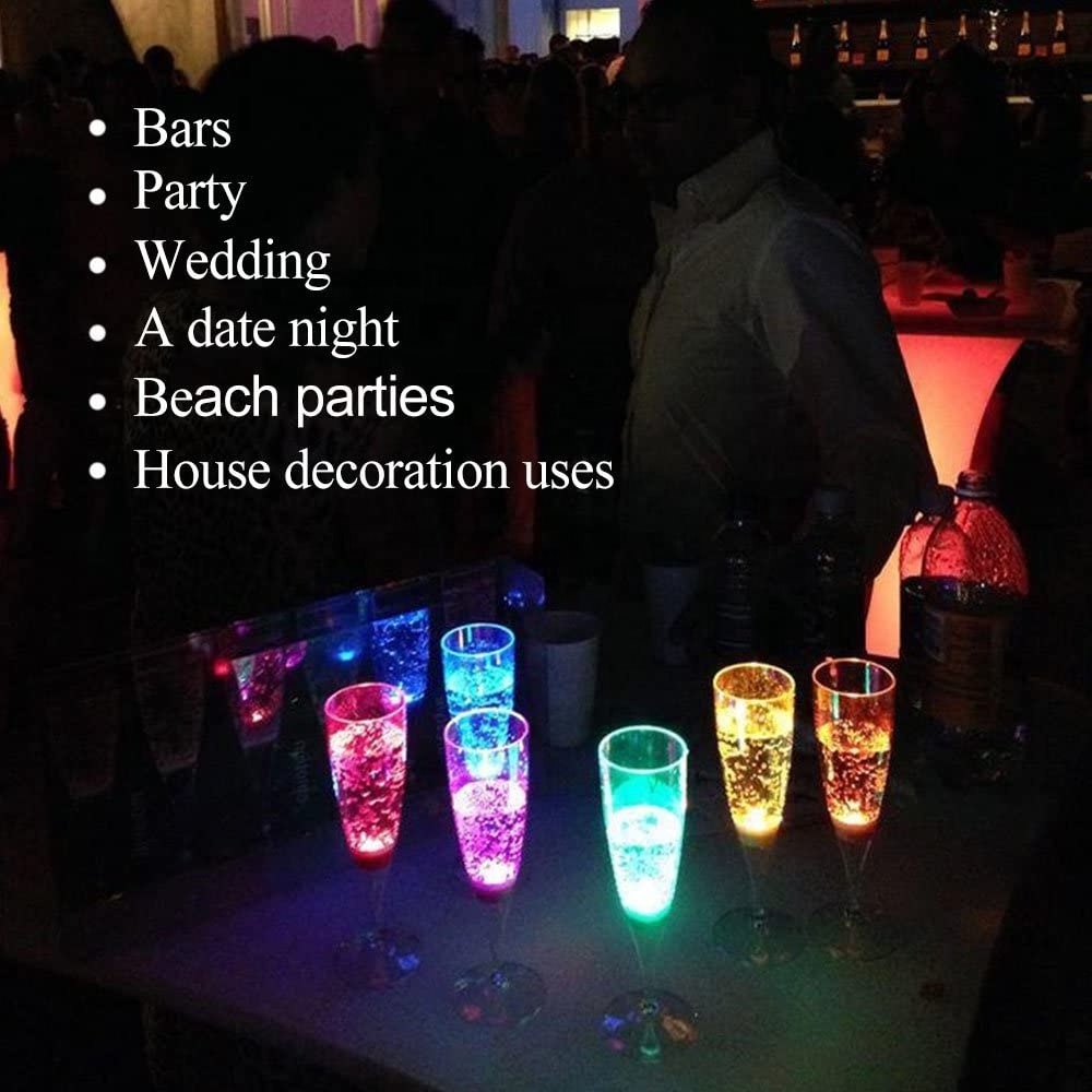 Water Liquid Activated Flashing Light Up Cup Blinking Cocktail Whisky Drinkware Glow Mugs LED Wine Champagne Flute Glasses