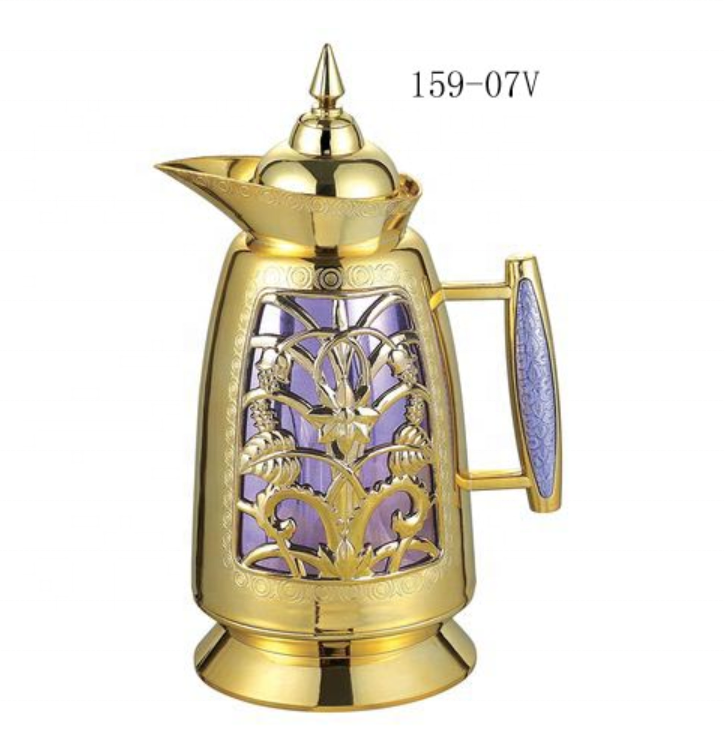 Hot Selling 1L Golden Arabic Style Vacuum Coffee Flask Thermos Kettle Glass Inner Vacuum Flask Arabic Coffee Pot Thermos