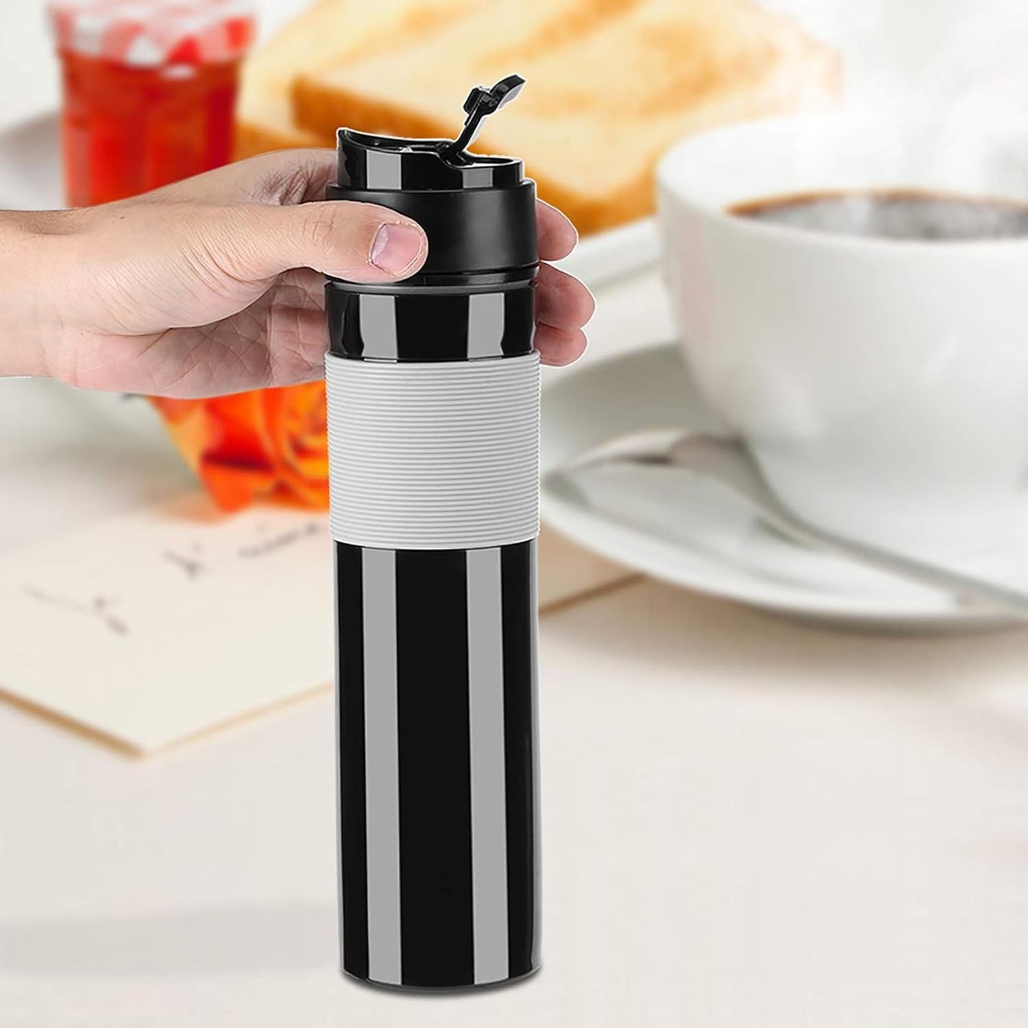 French Press Travel 12oz Portable Coffee Press Mug Tea and Coffee Maker Bottle Coffee Brewer Travel Tumbler Water Cup