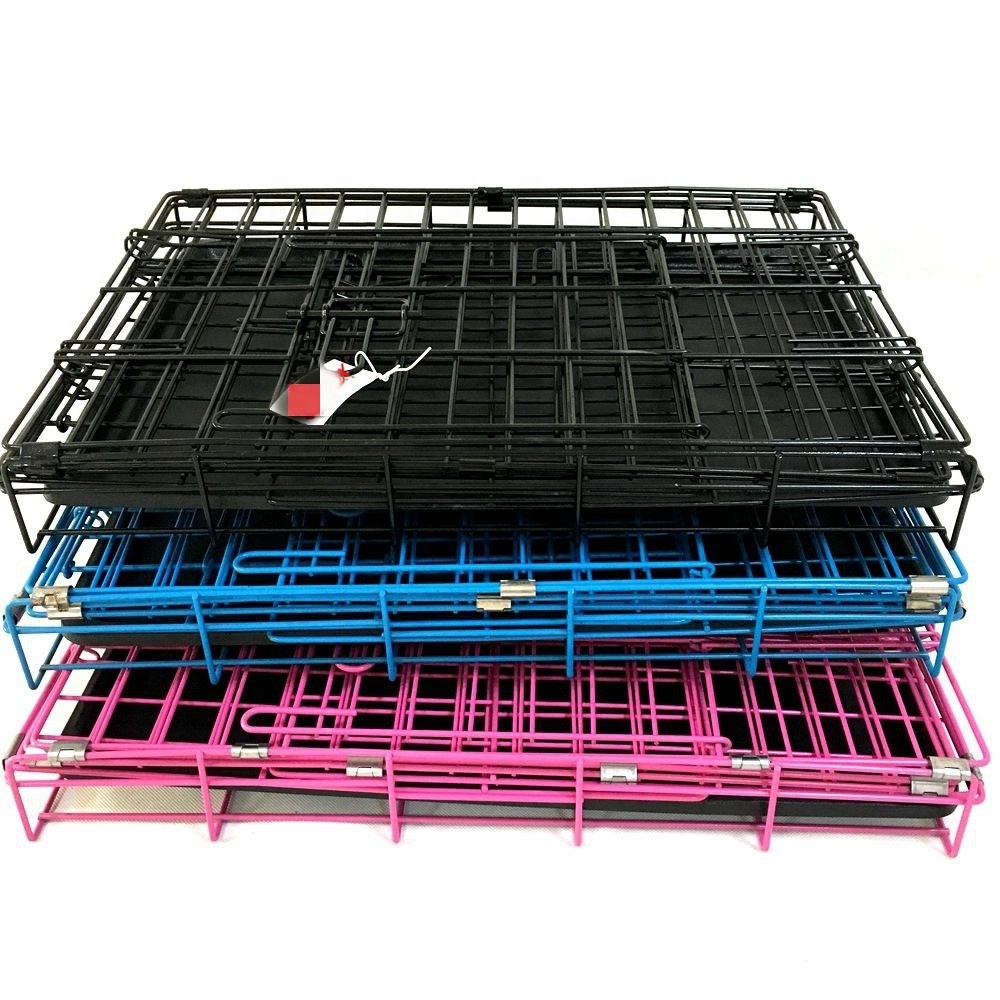 Hot Selling Best Medium Dogs Wire Metal Kennel Cages Extra-Strong Double Door Folding Metal Dog Crate