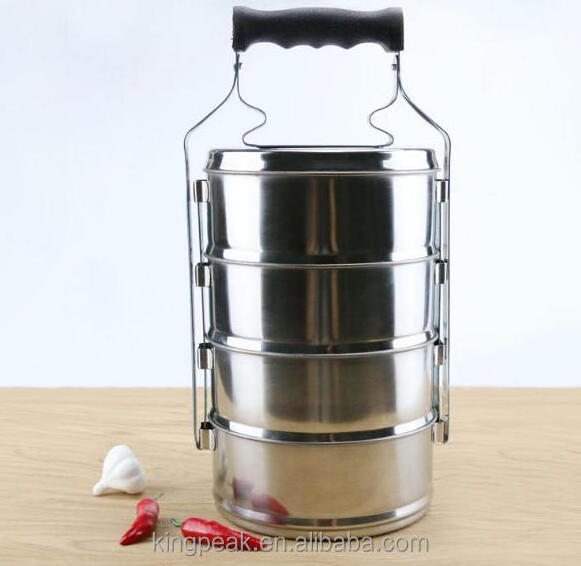 Hot Selling stainless steel stackable Tiffin Bento Lunch Box Tiffin Style 4-Layer Round Stacking Food Storage Container Carrier