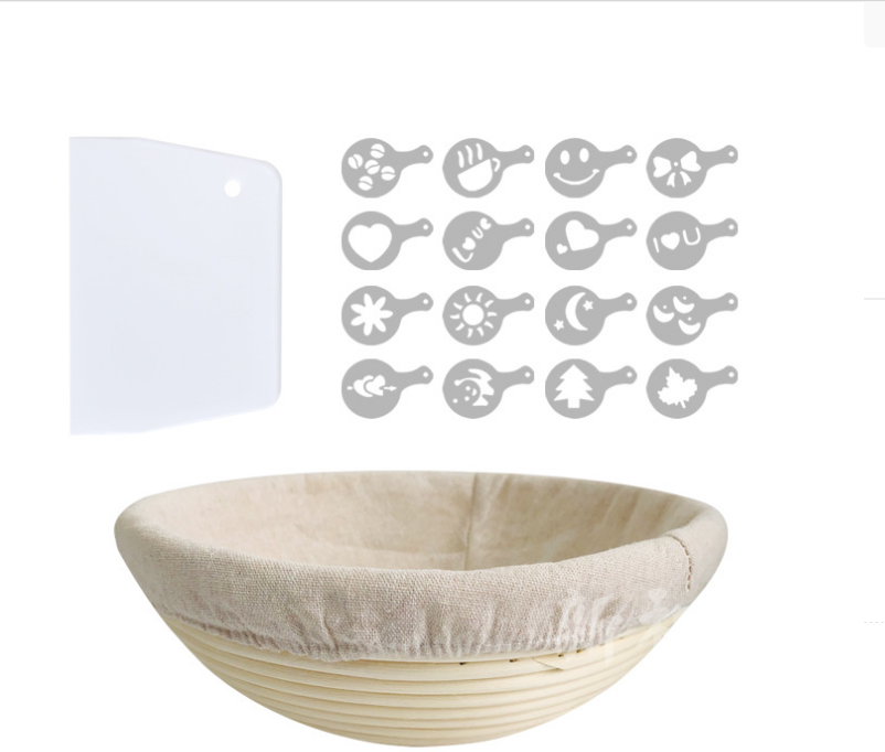 Hot Selling Bread Proofing Basket & Liner Round Dough Proofing Rattan Bowl Set bread proving gift set