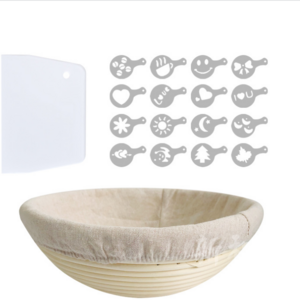 Hot Selling Bread Proofing Basket & Liner Round Dough Proofing Rattan Bowl Set bread proving gift set