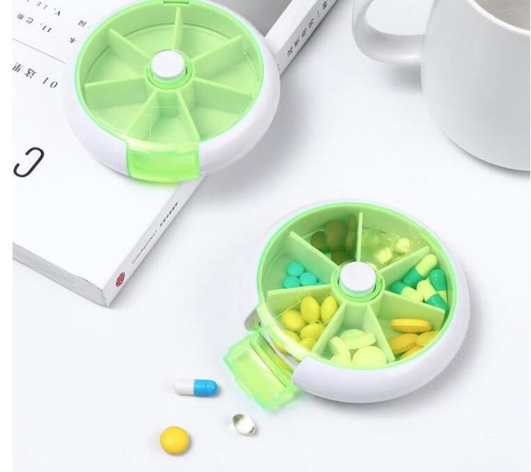 Weekly  Pill Organizer 7 Day 3 Times Medicine Pill Dispenser Case Push Button Rotate Pill Planner with 7 Compartments