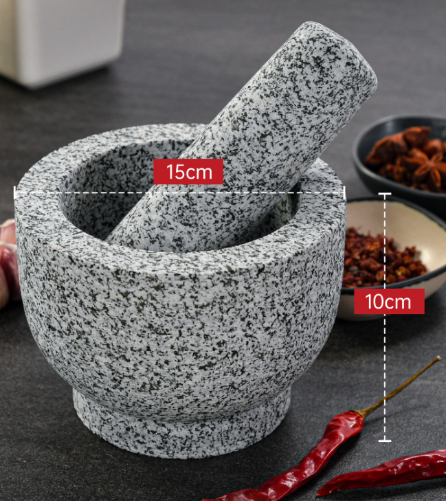 Heavy Duty Large Mortar and Pestle Set Hand Carved from Natural Granite Stone Grinder Bowl Herb Crusher Spice Grinder