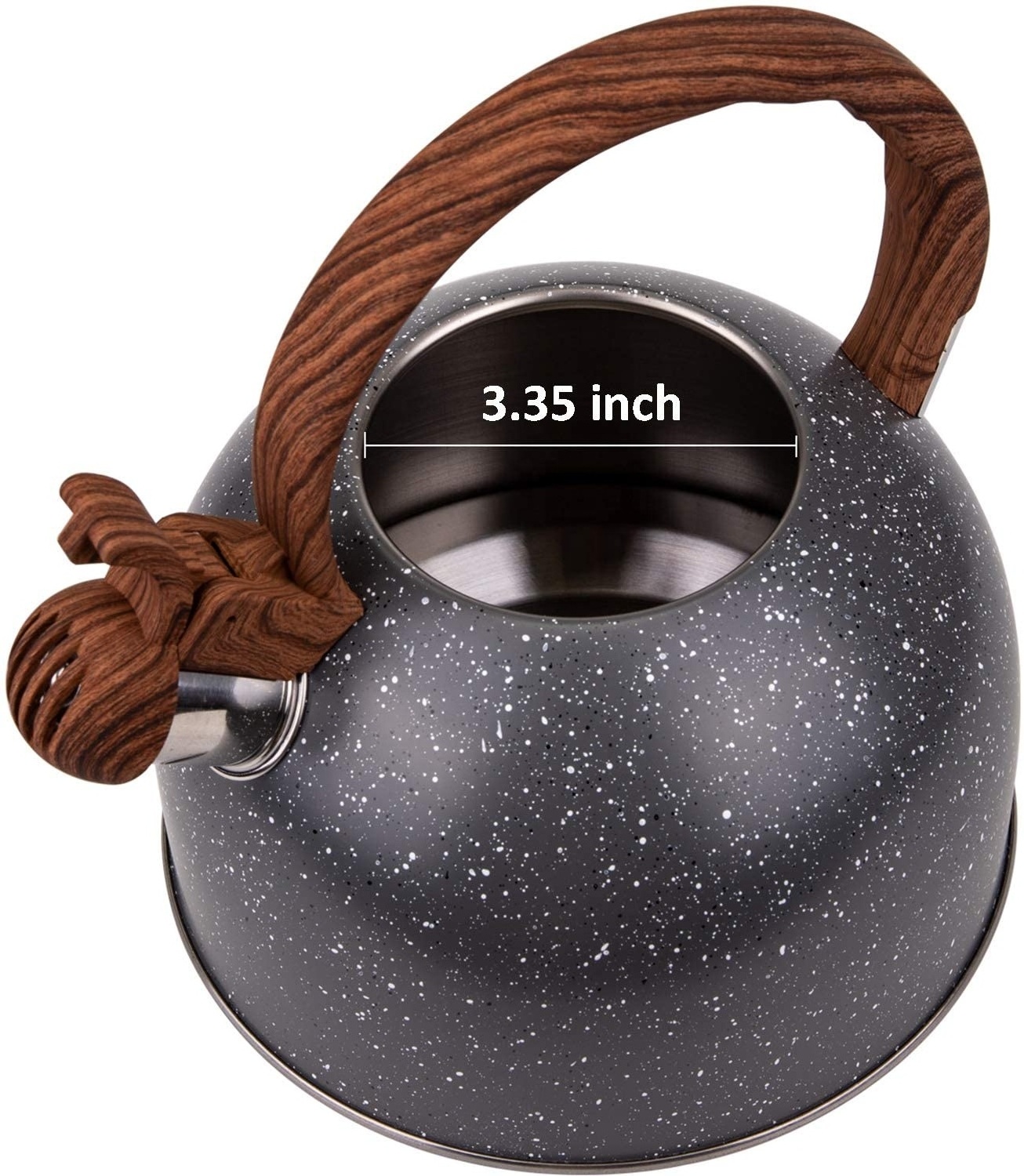 Hot Sale 2.7 Quart Tea Kettle Whistling Teapot with Wood Pattern Handle Natural Stone Stovetop Food Grade Stainless Steel Teapot