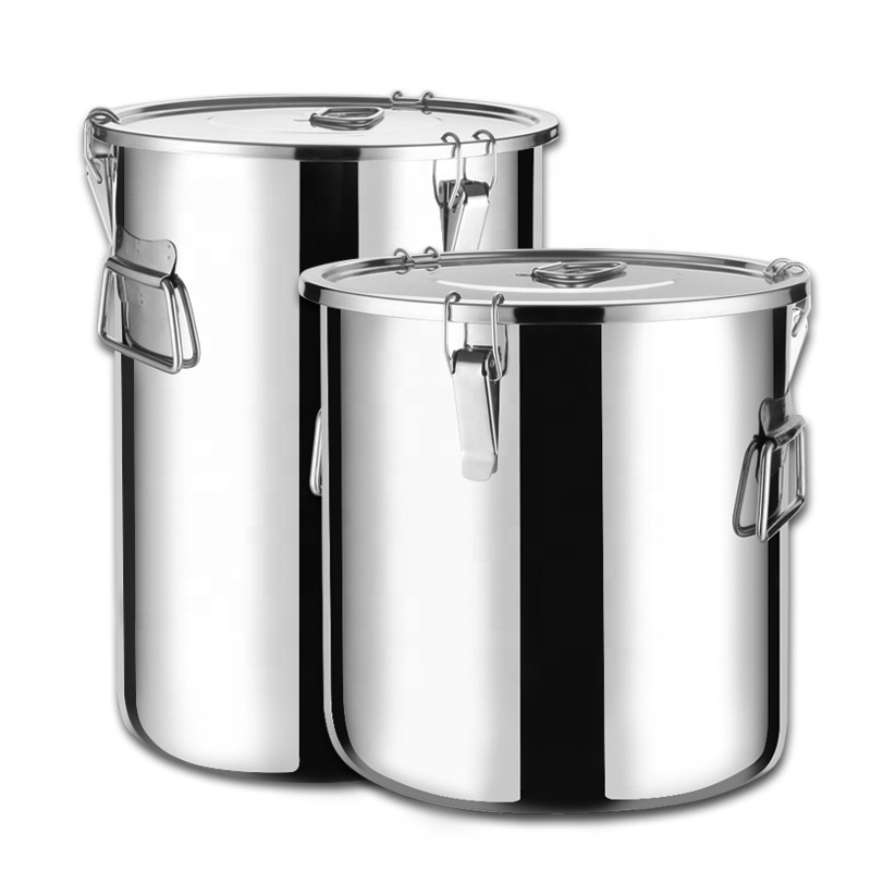 Hot Selling 20L Stainless Steel Three Clip Airtight Food Bowls Large stainless steel food container jar