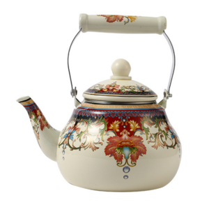 Hot Sale Floral Ceramic Enamel Teapot Tea Kettle for Stovetop Large Porcelain Enameled Teakettle