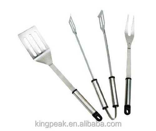 Hot Sale Stainless Steel Barbecue Tool Set/Metal BBQ fork, tongs, and slotted