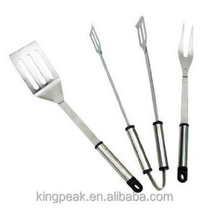 Hot Sale Stainless Steel Barbecue Tool Set/Metal BBQ fork, tongs, and slotted