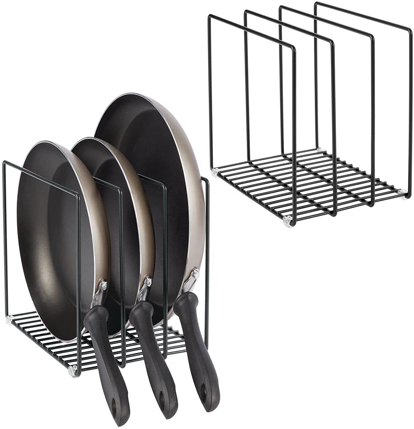 Hot Sale Metal Wire Organizer Rack for Kitchen Cabinet Pantry Shelves Organizer Holder skillets Frying Pans holder