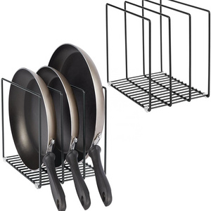 Hot Sale Metal Wire Organizer Rack for Kitchen Cabinet Pantry Shelves Organizer Holder skillets Frying Pans holder