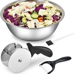 Stainless Steel Salad Chopper Blade Bowl with Cleaning Brush and Peeler for Home Kitchen Vegetable Choppers Bowl and Cutter