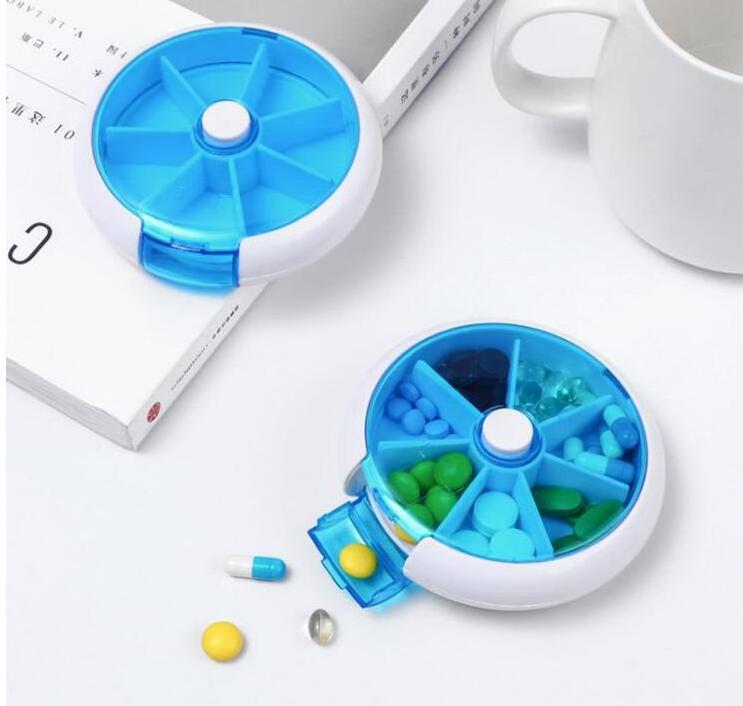 Weekly  Pill Organizer 7 Day 3 Times Medicine Pill Dispenser Case Push Button Rotate Pill Planner with 7 Compartments