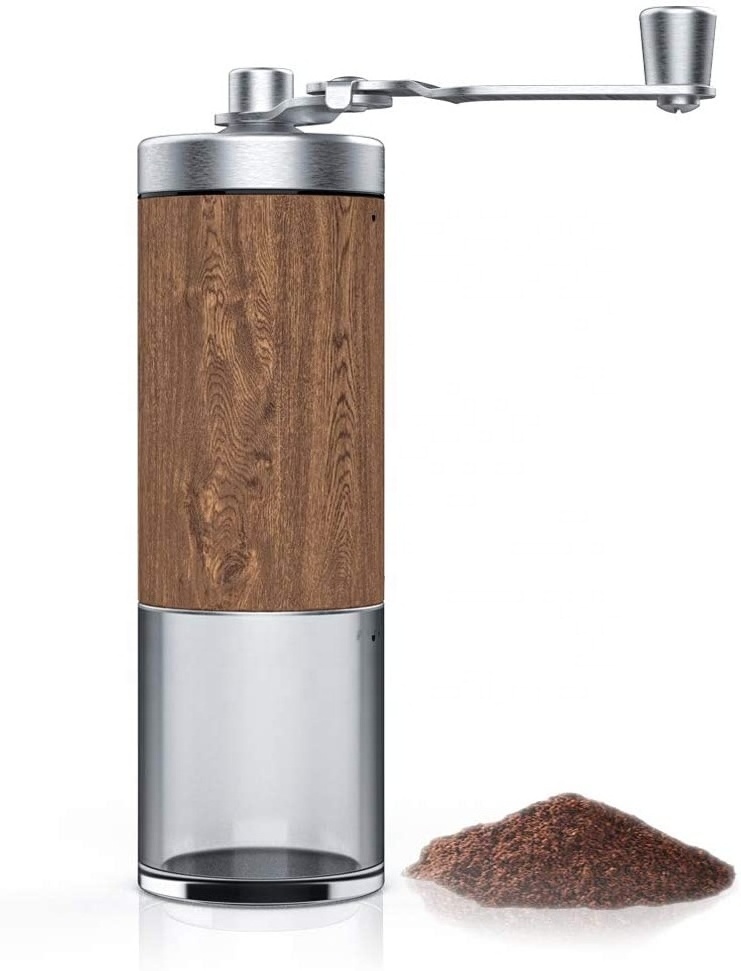 Hot Selling Adjustable Manual Coffee Grinder Hand Crank Ceramic Grind Burr Mill with Brushed Stainless Steel coffee mill grinder