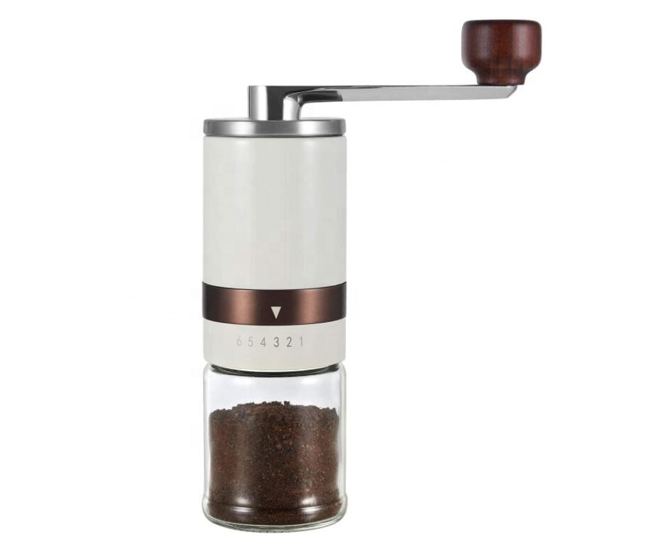 Vintage Hand Coffee Mill with Ceramic Burrs 6 Adjustable Settings Portable Hand Crank Manual Adjustable Coffee Grinder