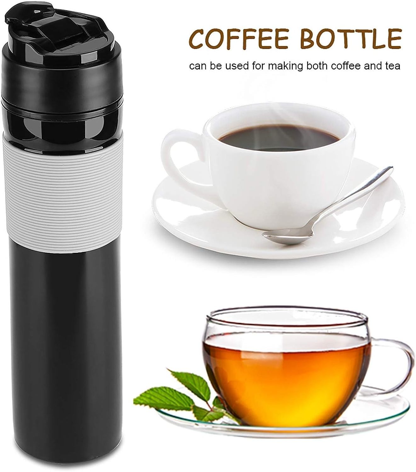 French Press Travel 12oz Portable Coffee Press Mug Tea and Coffee Maker Bottle Coffee Brewer Travel Tumbler Water Cup