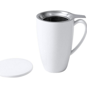 Hot Selling 15oz ceramic cups for drinking tea Porcelain Tea Mug with Infuser and Lid Best Ceramic tea maker