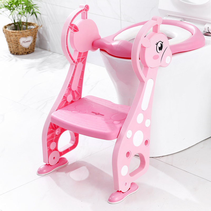 New Design Folding Potty Training Toilet Seat with Step Stool Ladder for Kids Toilet Training Seat Chair with Soft Cushion