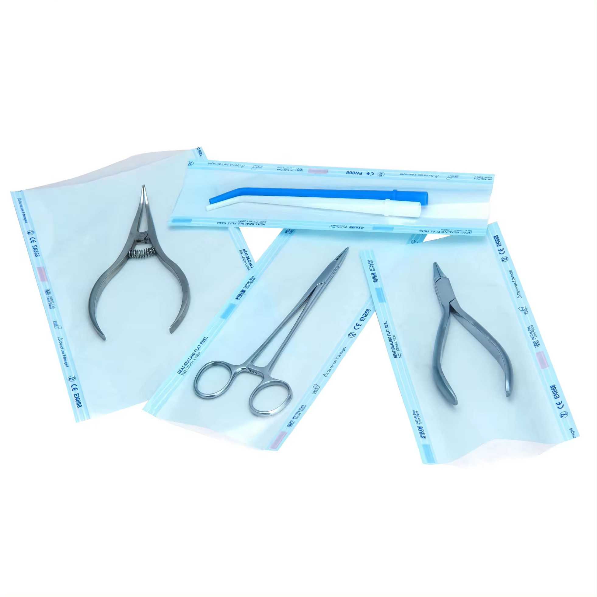 200M Dental Autoclave Disposable Heat sealing Flat Gusseted Medical sterilization Pouch reel