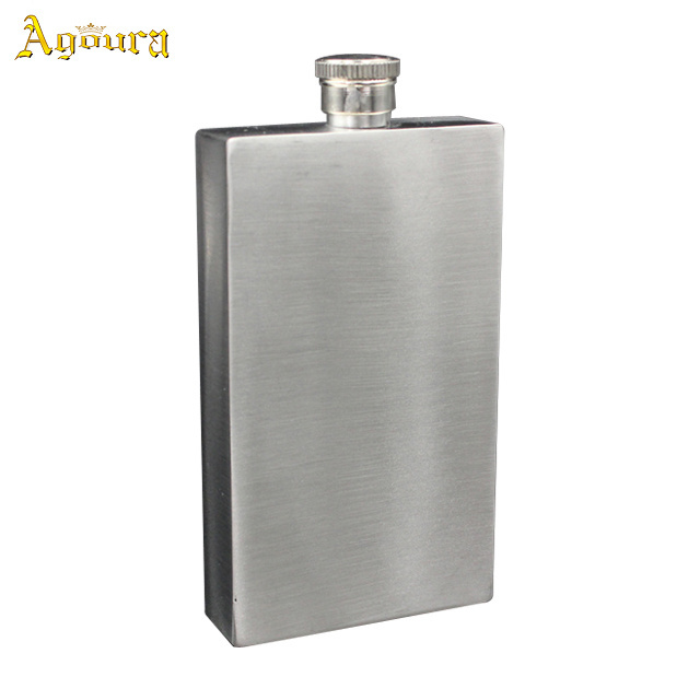 Outdoor flat square wine bottle rectangle shaped 304 stainless steel 7oz hip flask