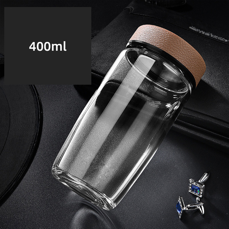 Wholesale high-Quality portable double glass car water cup high-grade transparent tea separation tea cup capering kettle