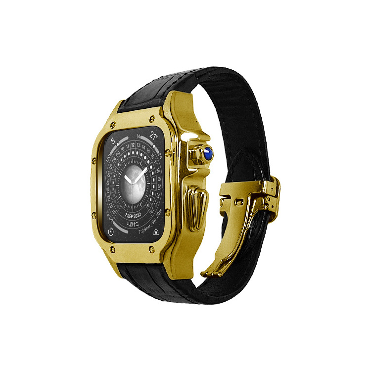 High quality luxury stainless steel light weight strap watch cover 44mm 45mm case for smart watch