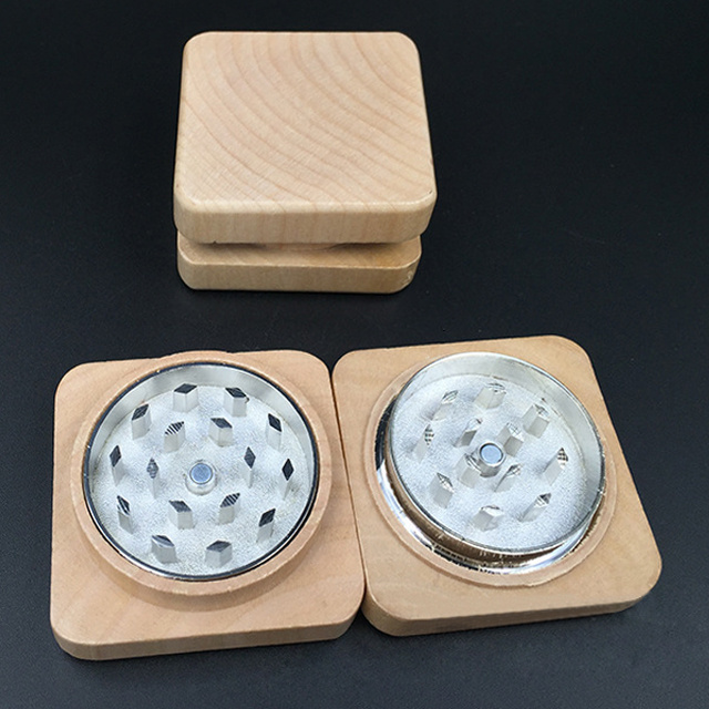 Smoke Dry Herb Grinder Custom Logo Crusher Magnetic Wooden Tobacco grinder