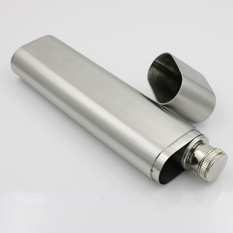 Mini 2oz Stainless Steel Hip Flask With One Cigar Pipe Holder Portable Metal Cigar Tube And Flask