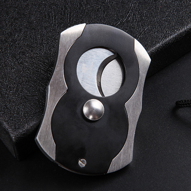 Fan-Shaped Cigar Knife Double Edge Snow Scissors Cigar Pole Silver Black Cigar Cutter