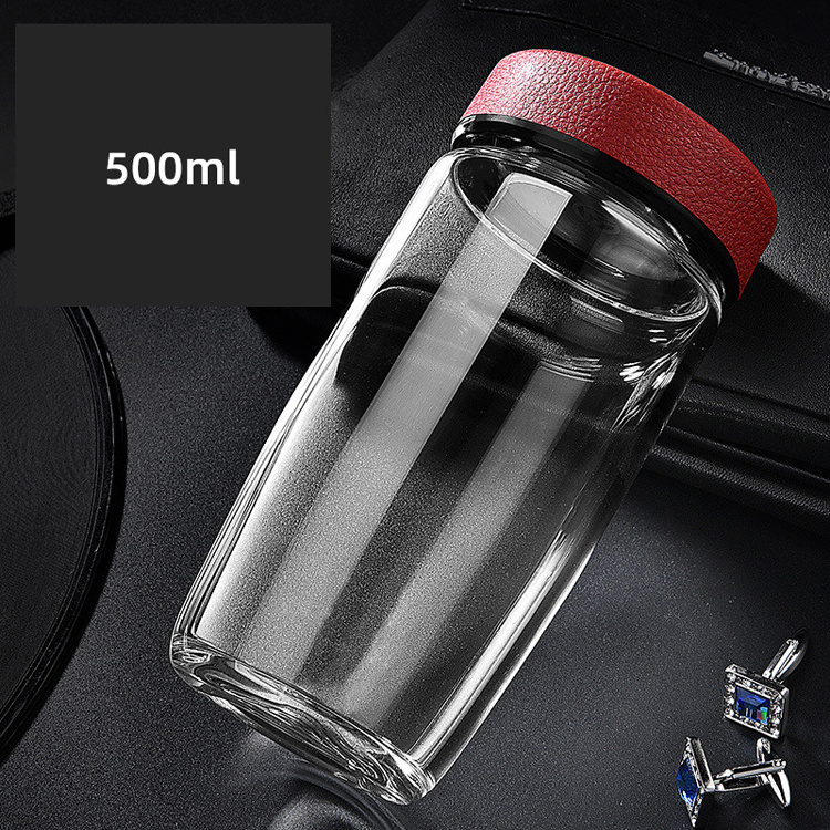 Wholesale high-Quality portable double glass car water cup high-grade transparent tea separation tea cup capering kettle