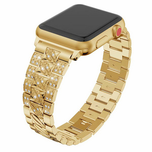 Accept custom for Apple Watch with diamond watch band Stainless Steel Strap