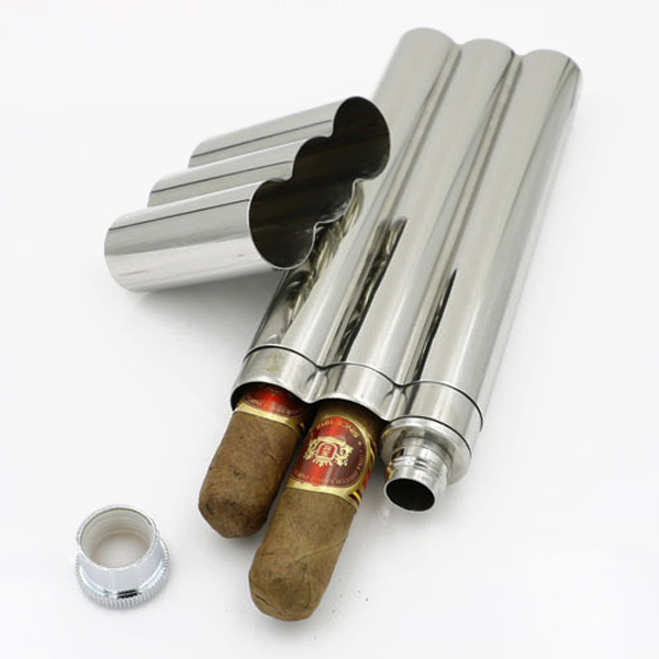 New Portable Mirror Polished Hip Flask Cigar Tubes Wholesale 2 Oz Mirror Polished Wine Set