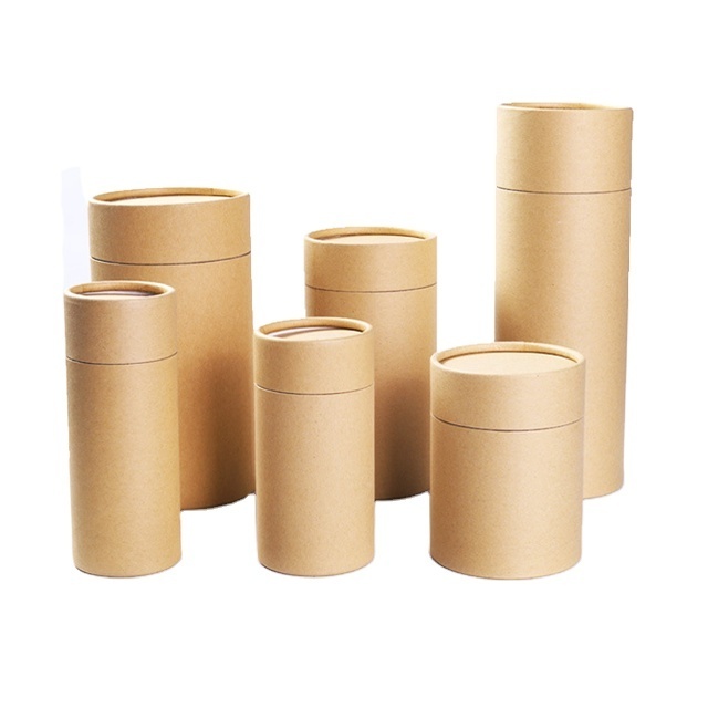 Customize Logo Cardboard Boxes Large Cylinder Can With Aluminum Foil Inner Tea Paper Canister