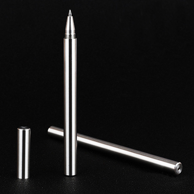 Cylindrical Shape Stainless Steel Material Gel Signature Roller Pen