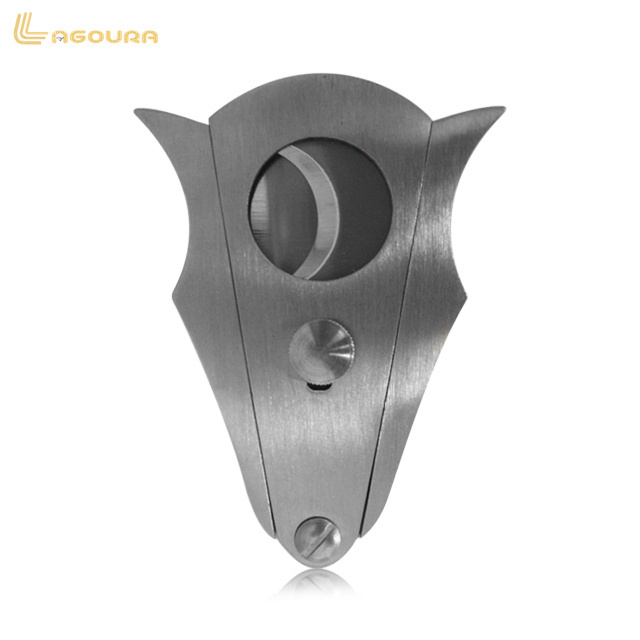 Custom laser logo full stainless steel double blade cigar cutter