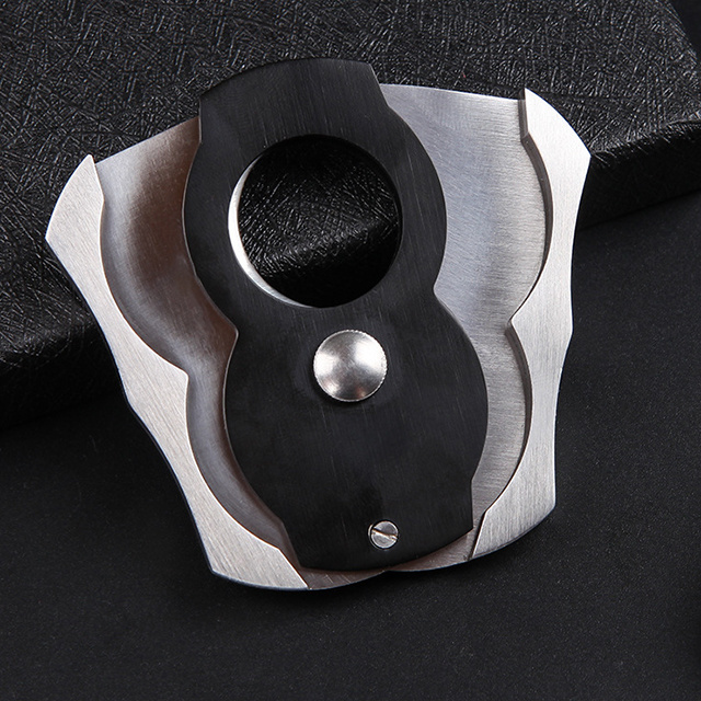 Fan-Shaped Cigar Knife Double Edge Snow Scissors Cigar Pole Silver Black Cigar Cutter