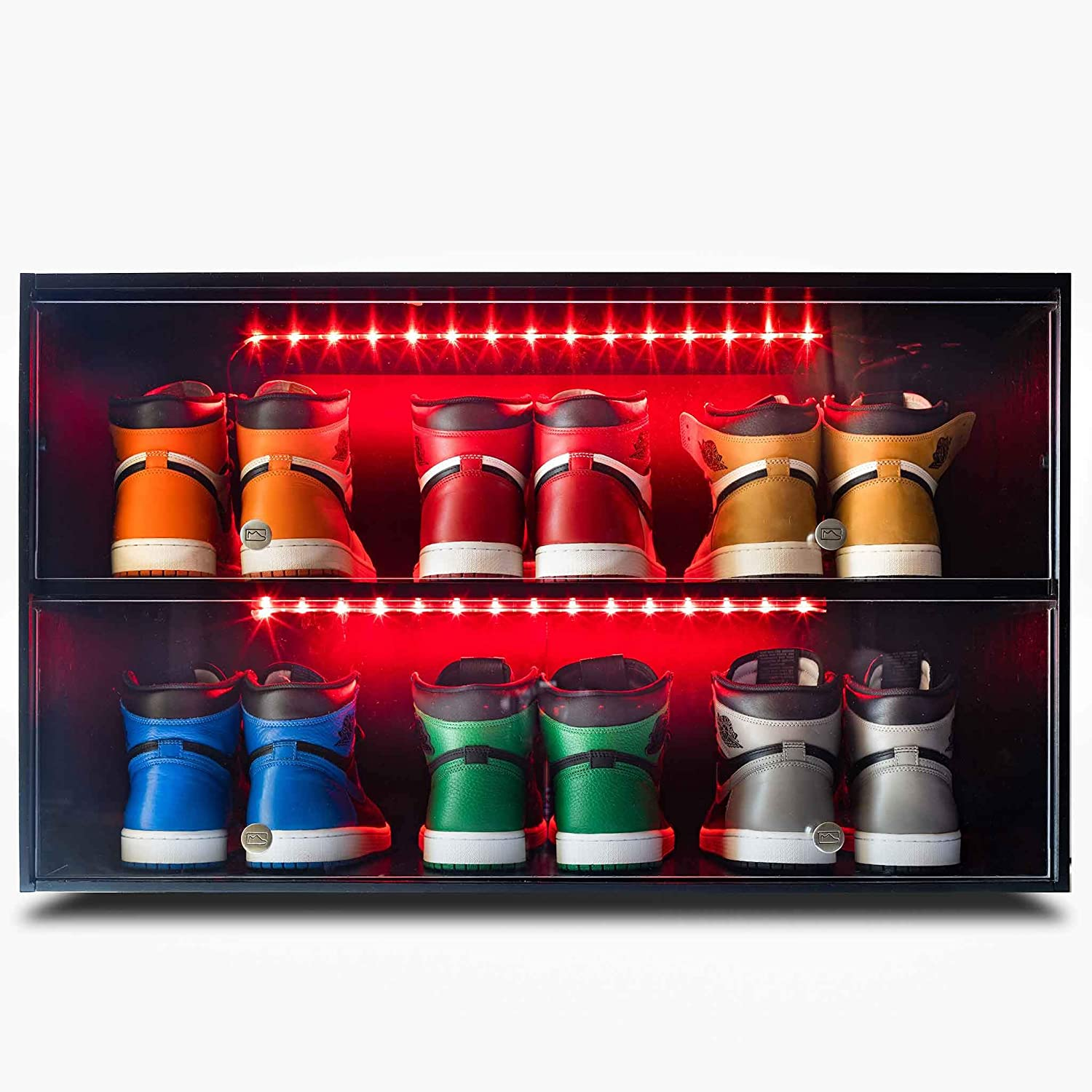 New Trend living room Furniture Sneaker Throne Shoe Racks With Variable Color LED Lights And Sliding Doors Shoe Display Racks