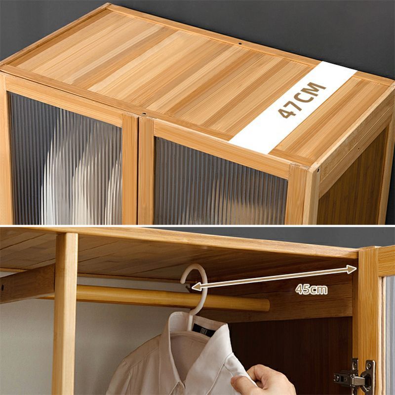 2023 Popular Bedroom Furniture Combined Wardrobe Wooden Rattan Door Closet Organizer Wardrobe With Clothing Rod